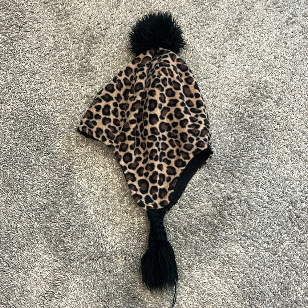 Leopard Print Fleece Hat for Girls